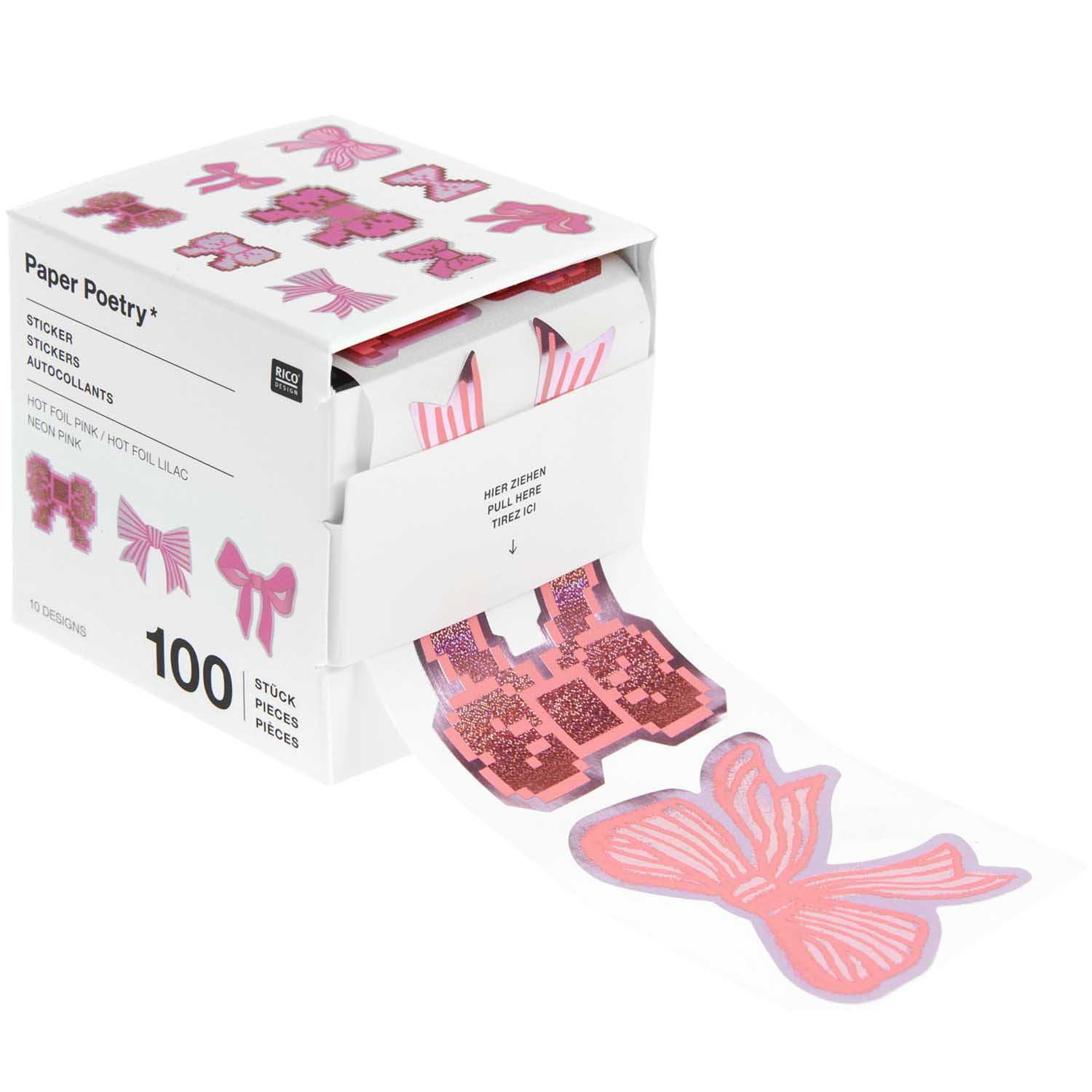 PINK BOW STICKERS ON A ROLL - OTHERLETTERS