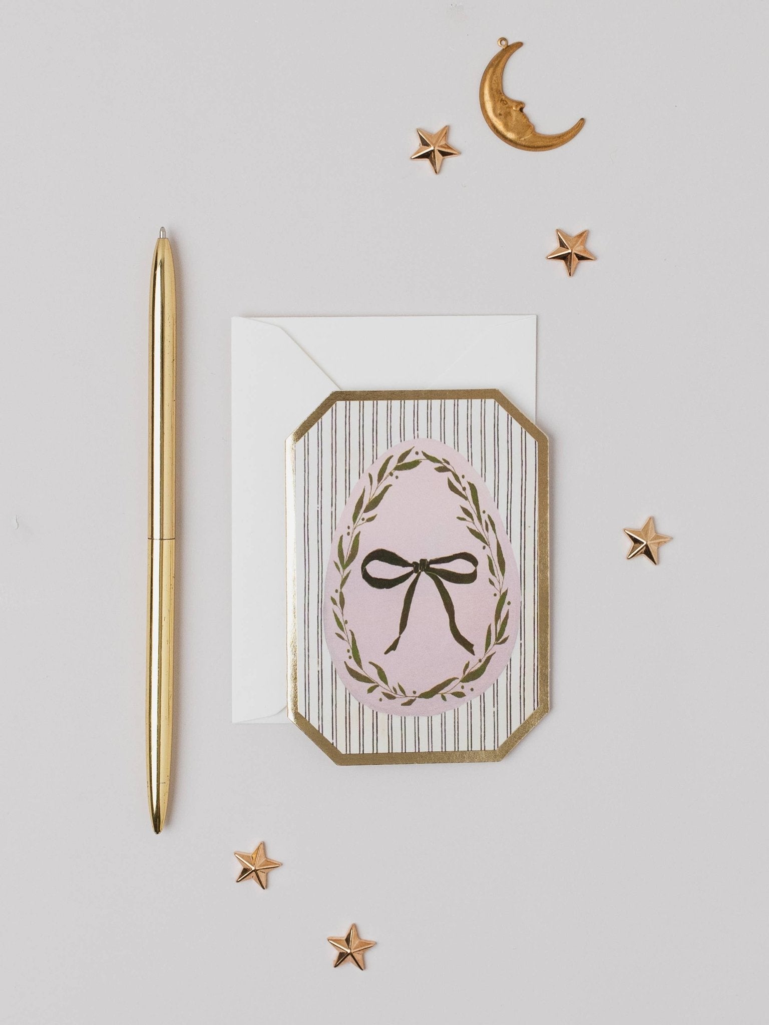 PINK EASTER EGG BOTANICAL DIE CUT | MINI CARD BY KATIE HOUSLEY - OTHERLETTERS