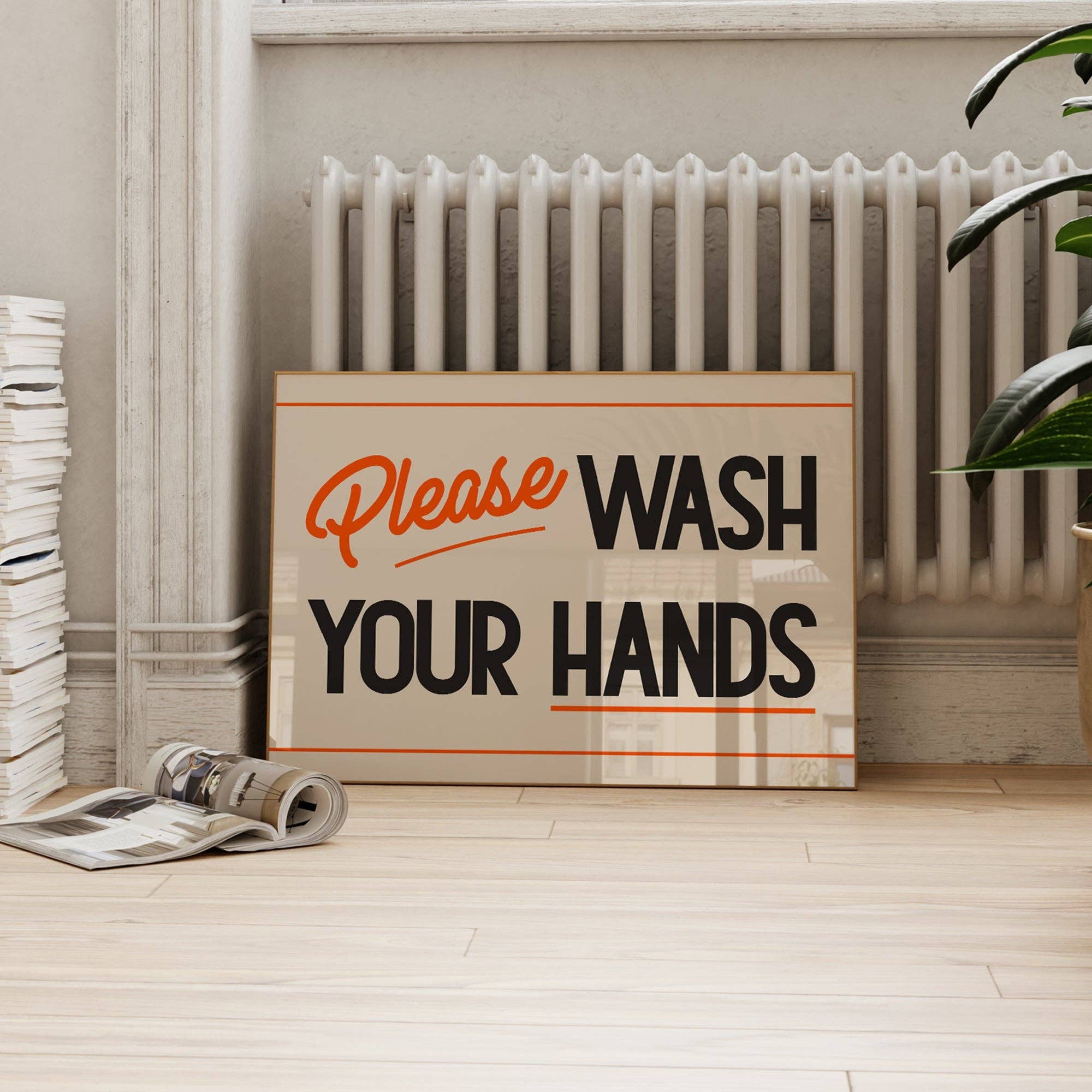 PLEASE WASH YOUR HANDS RETRO A4 PRINT: RED - OTHERLETTERS
