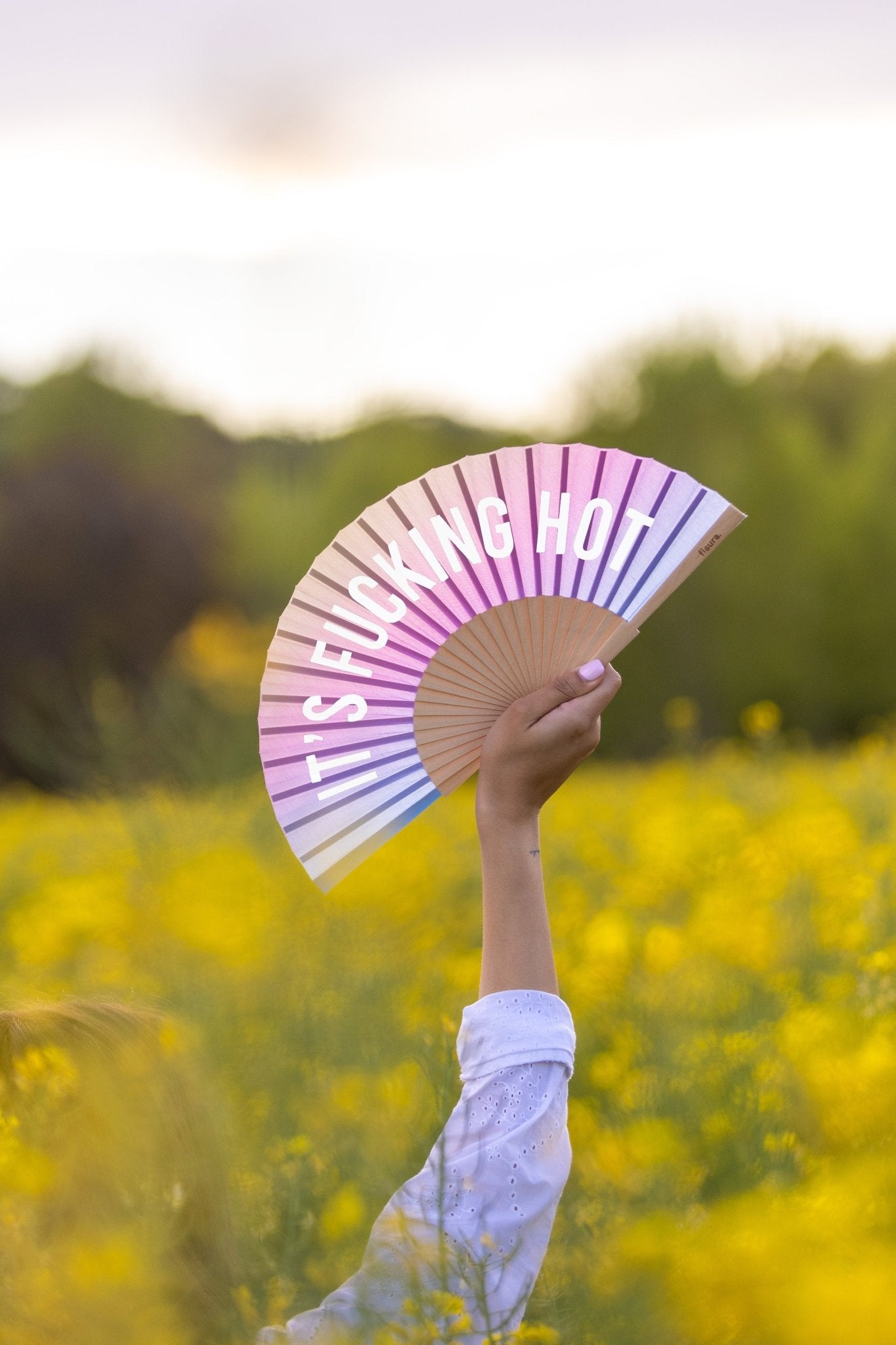 * PRE ORDER* PASTEL OMBRE GLOW IN THE DARK "IT'S FUCKING HOT" HAND FAN - OTHERLETTERS