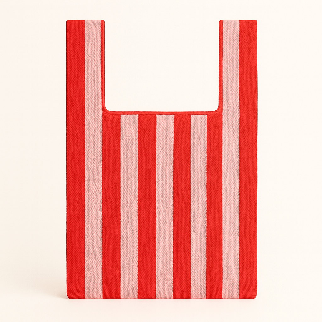 RED AND PINK CANDY STRIPE KNITTED BAG | MEDIUM - OTHERLETTERS