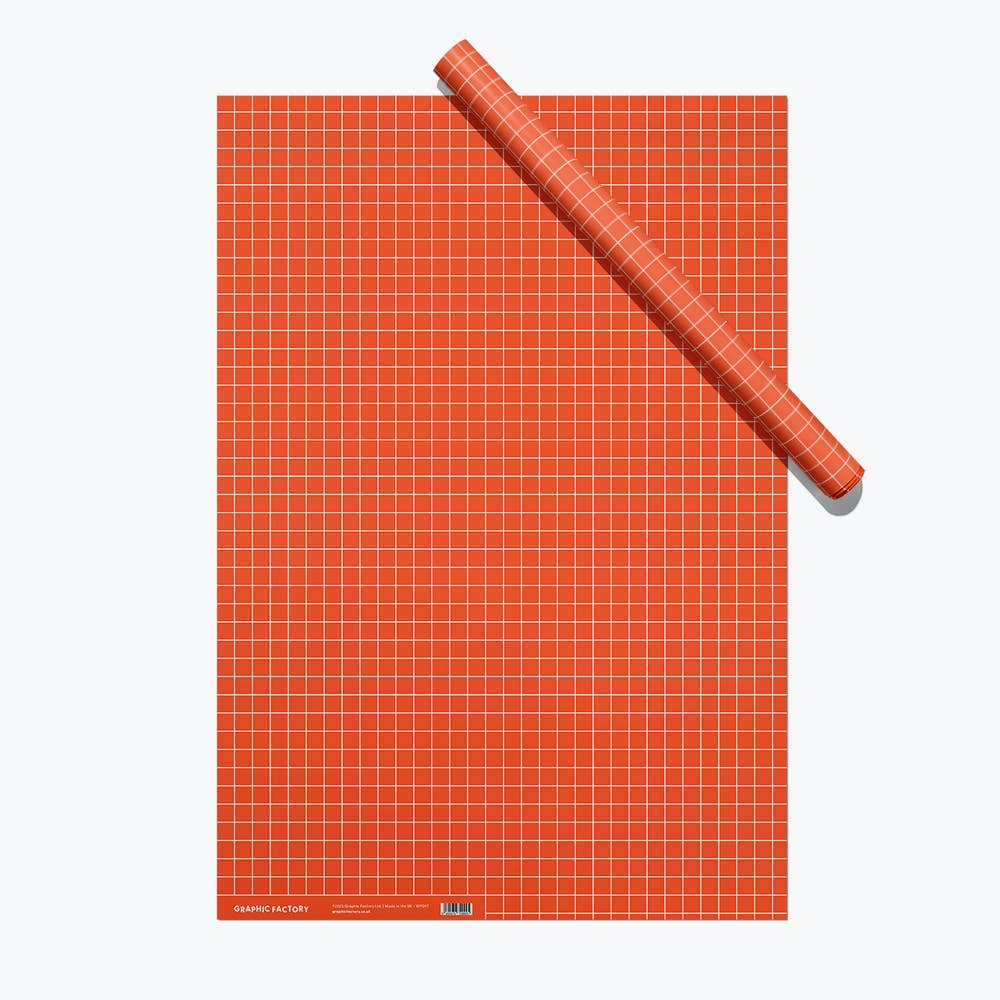 RED GRAPH PAPER GIFT WRAP | 3 SHEETS ROLLED - OTHERLETTERS