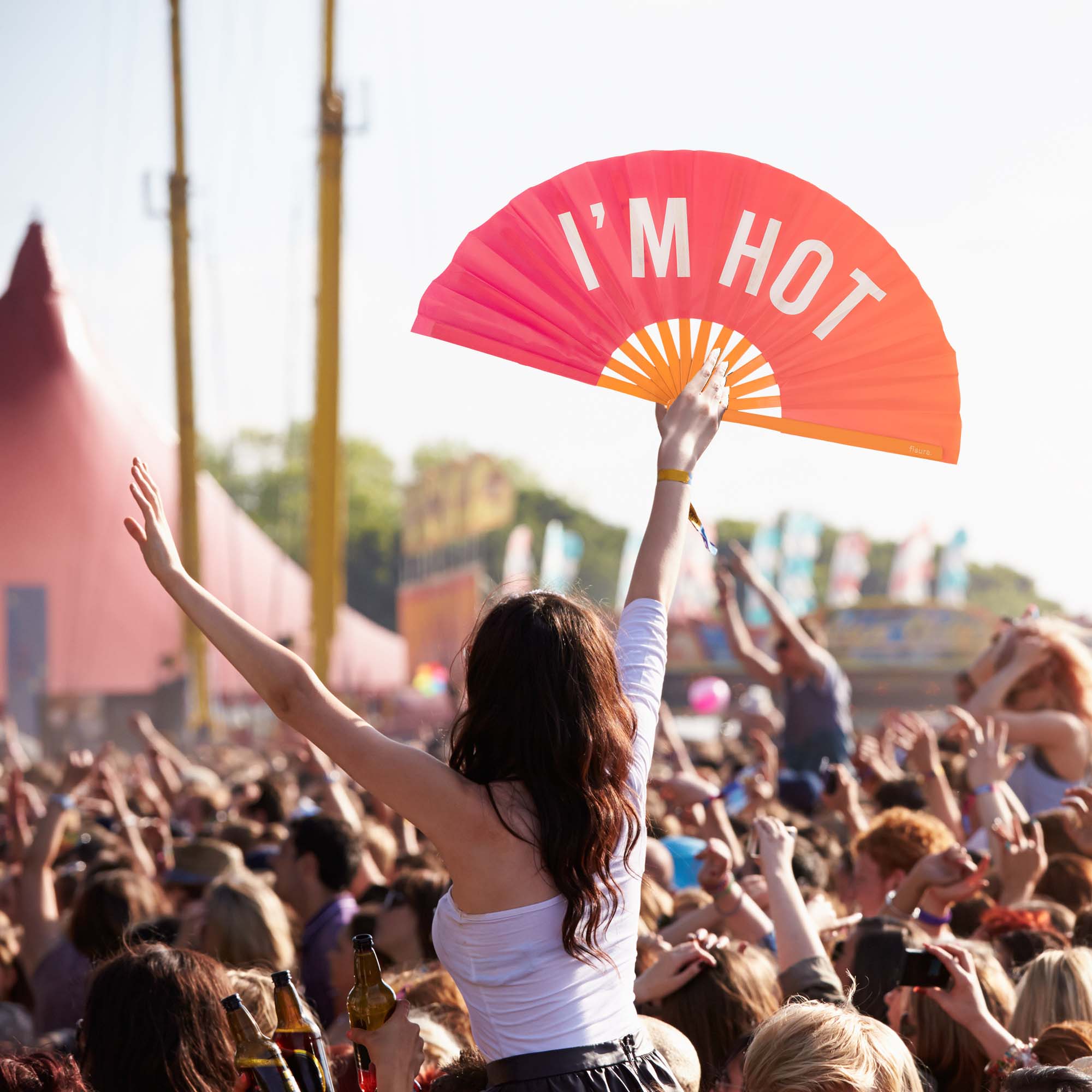 RED OMBRE I'M HOT HAND FAN XXL - OTHERLETTERS