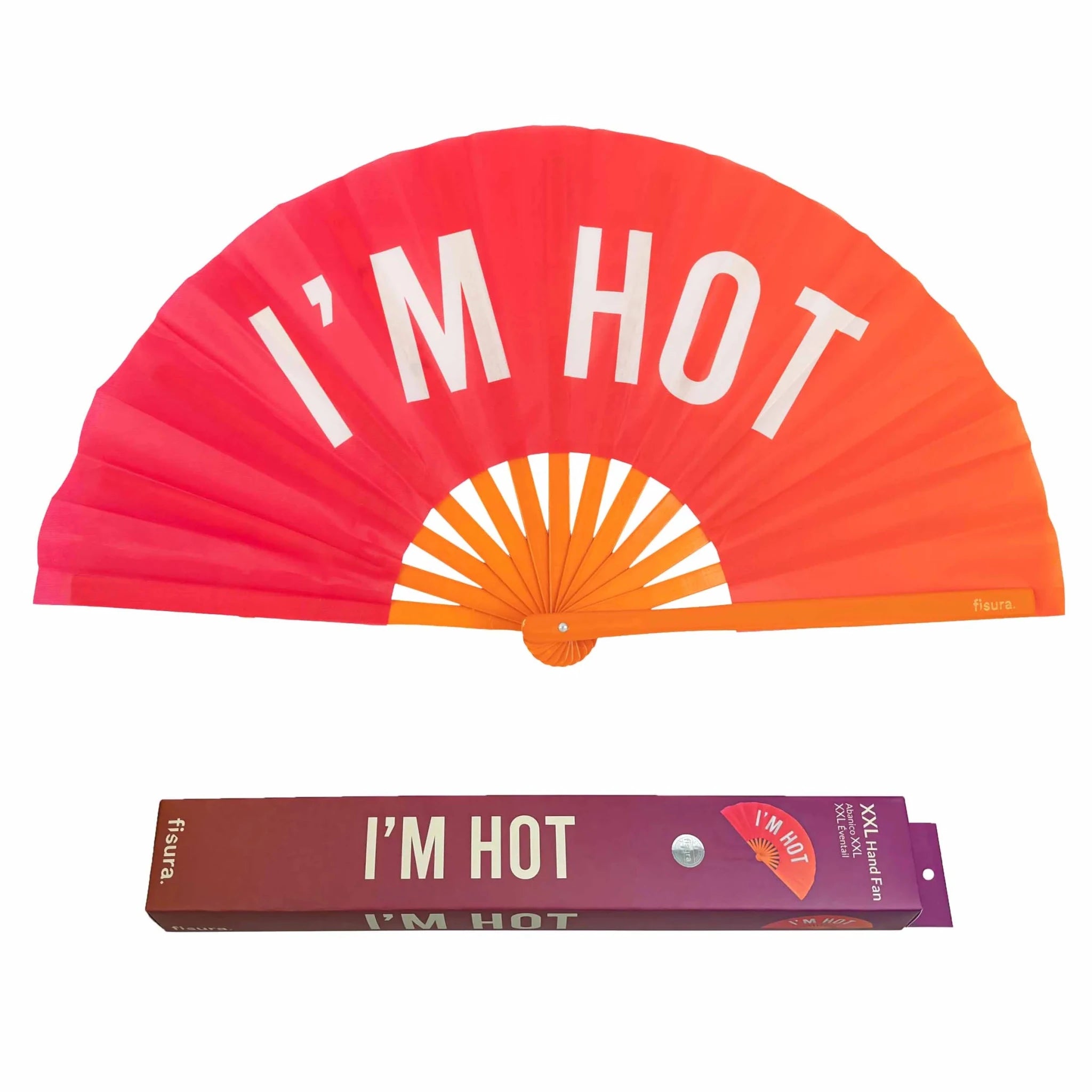 RED OMBRE I'M HOT HAND FAN XXL - OTHERLETTERS