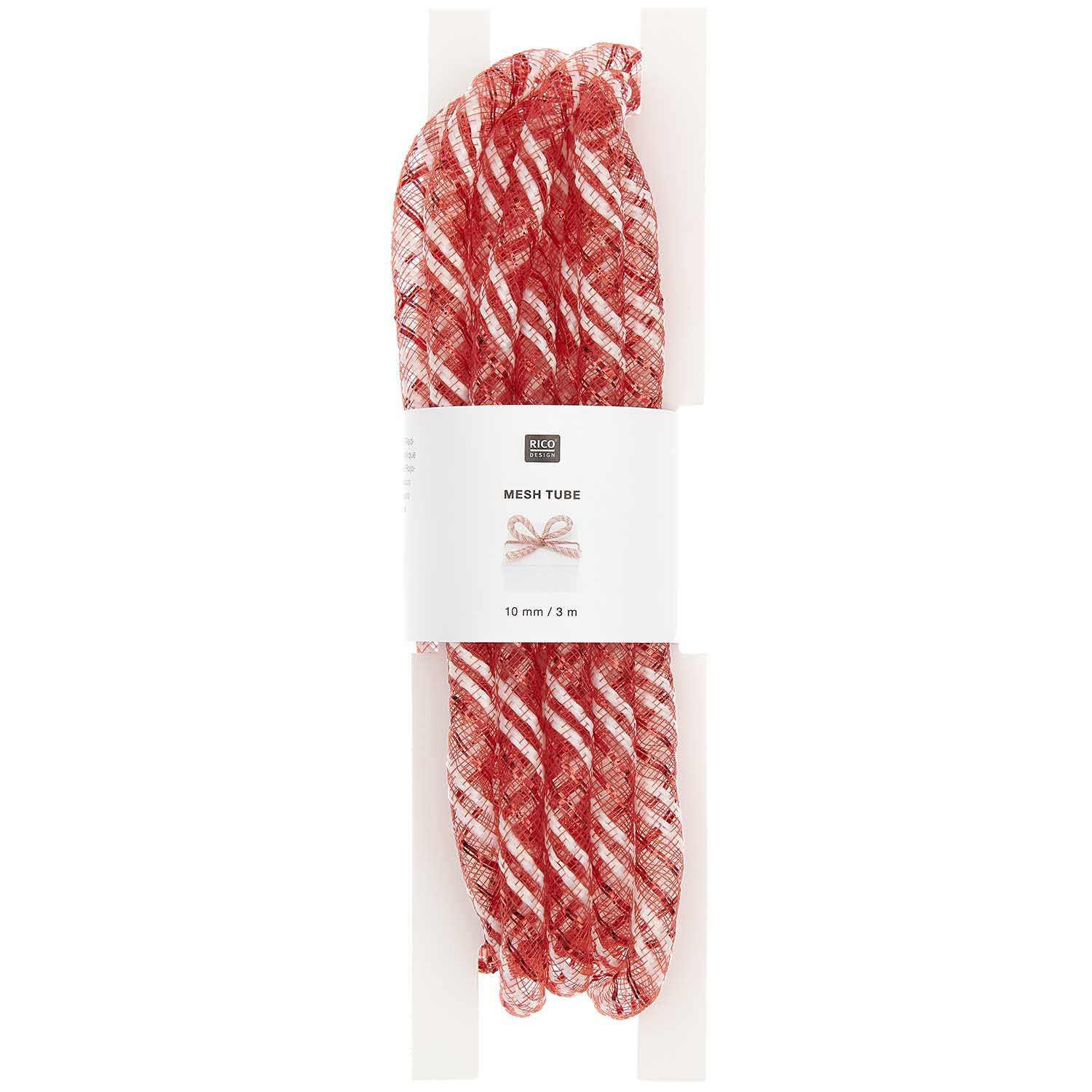 RED & WHITE MESH TUBE RIBBON - OTHERLETTERS