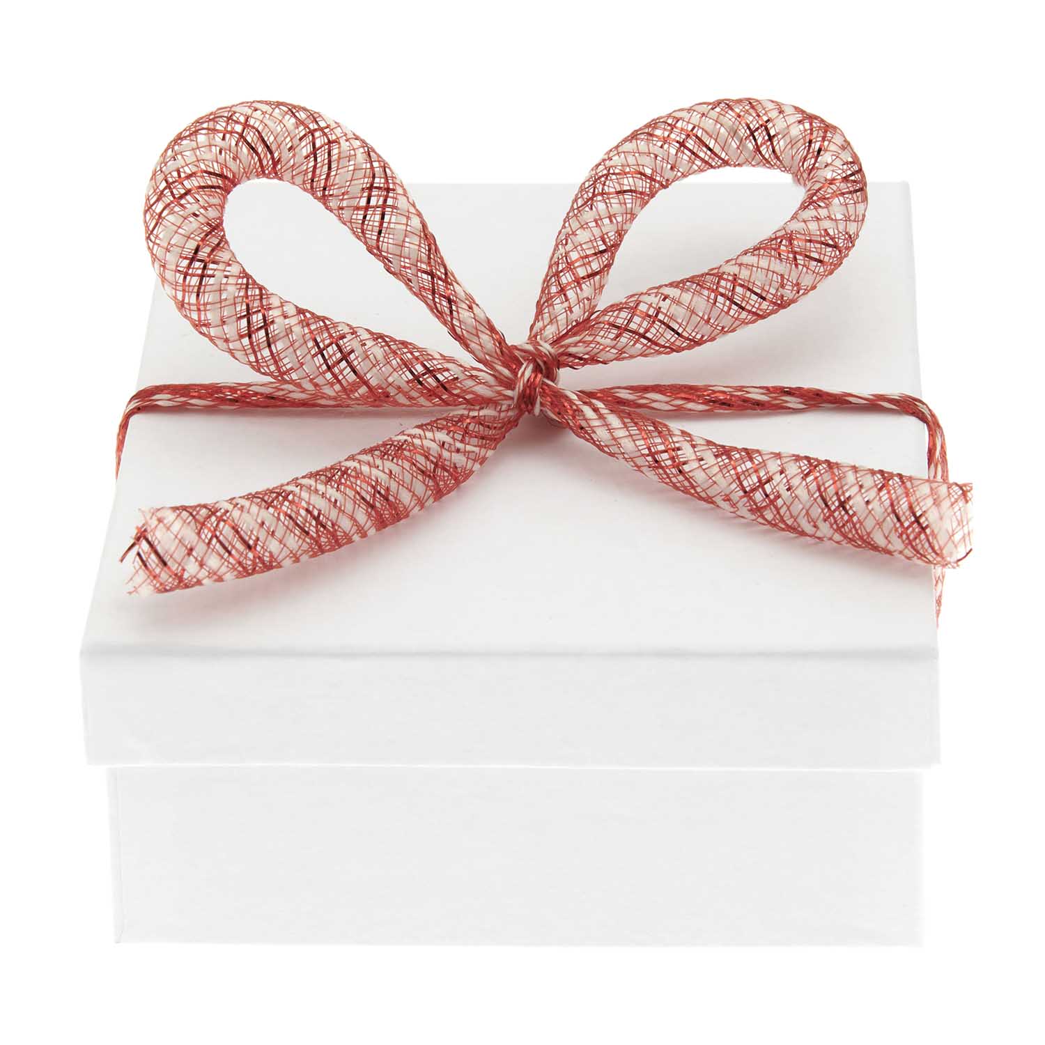 RED & WHITE MESH TUBE RIBBON - OTHERLETTERS