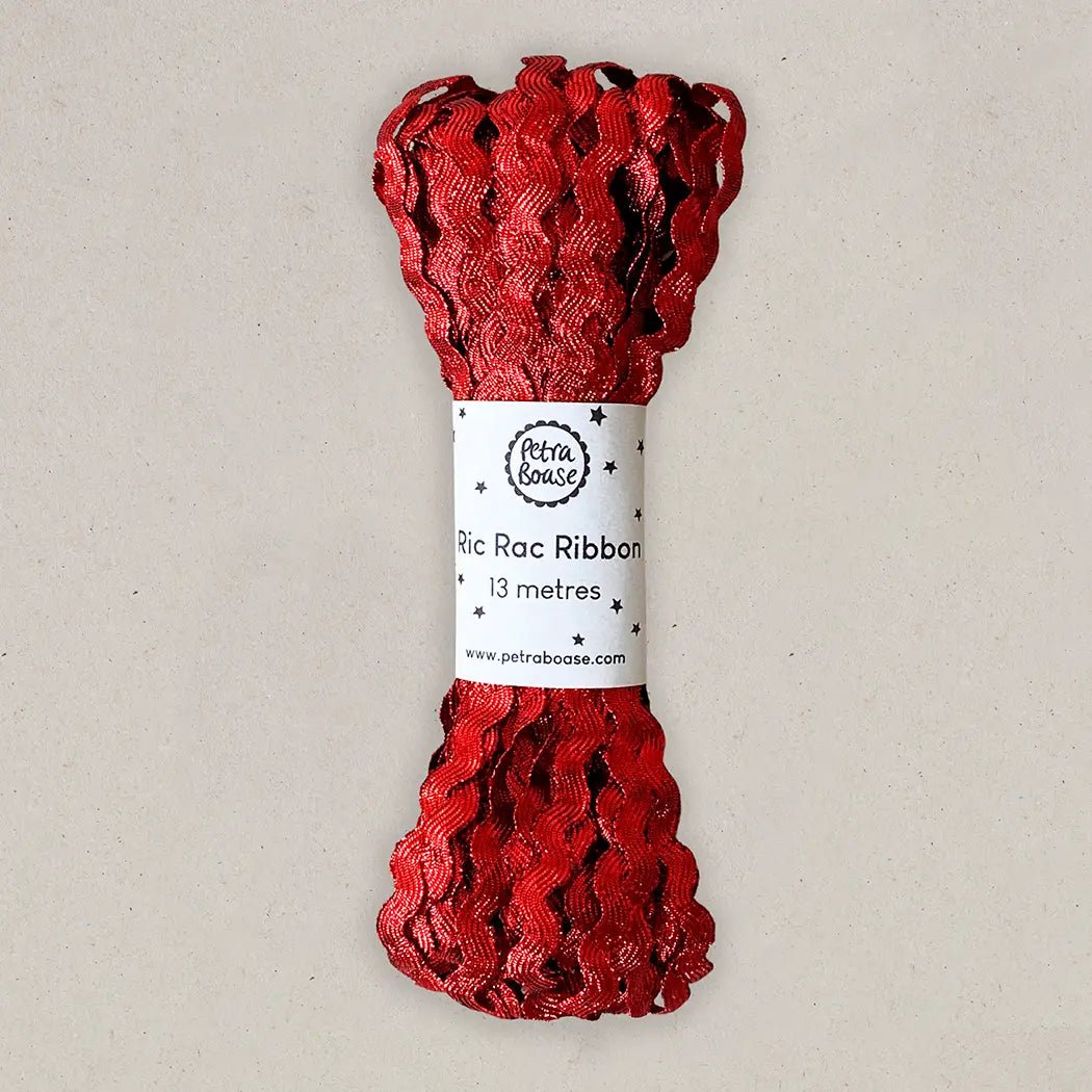 RUBY RED METALLIC RIC RAC RIBBON 13m | BY PETRA BOASE - OTHERLETTERS
