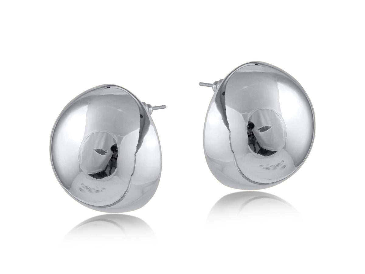 SAM ROUND DOME STUD EARRINGS | SILVER - OTHERLETTERS