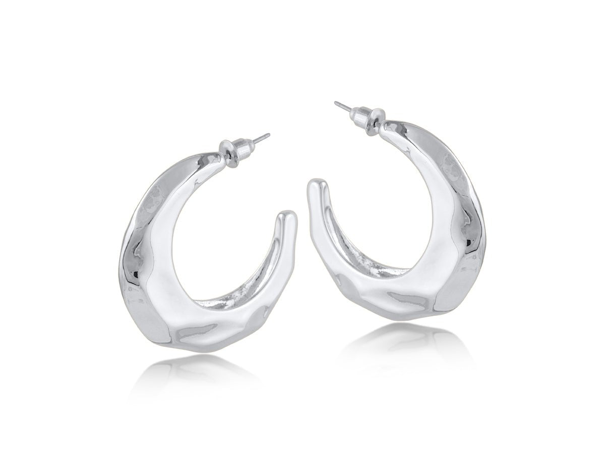SANDRA ORGANIC SHAPE HOOP EARRINGS | SILVER - OTHERLETTERS