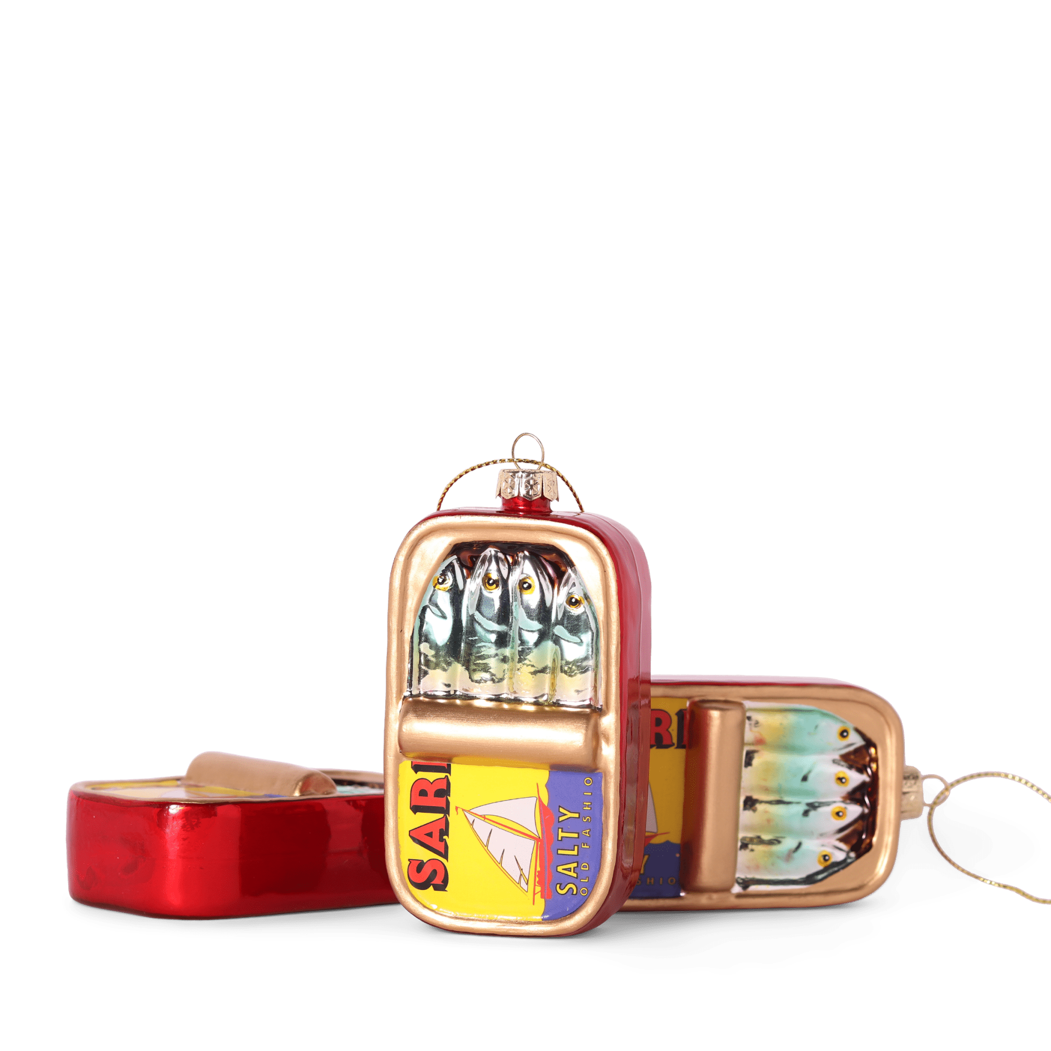 SARDINES CAN GLASS TREE DECORATION, 10CM - OTHERLETTERS