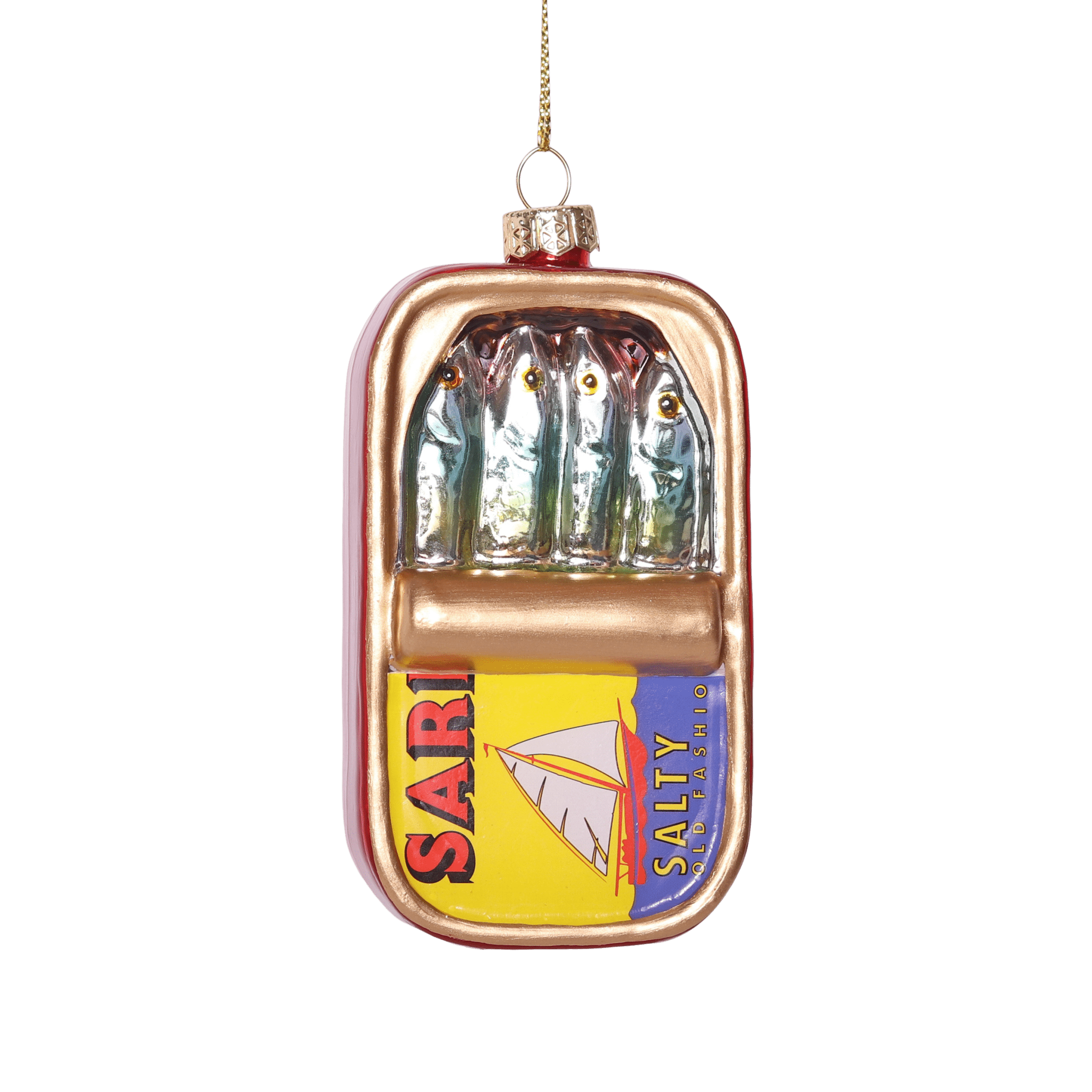 SARDINES CAN GLASS TREE DECORATION, 10CM - OTHERLETTERS