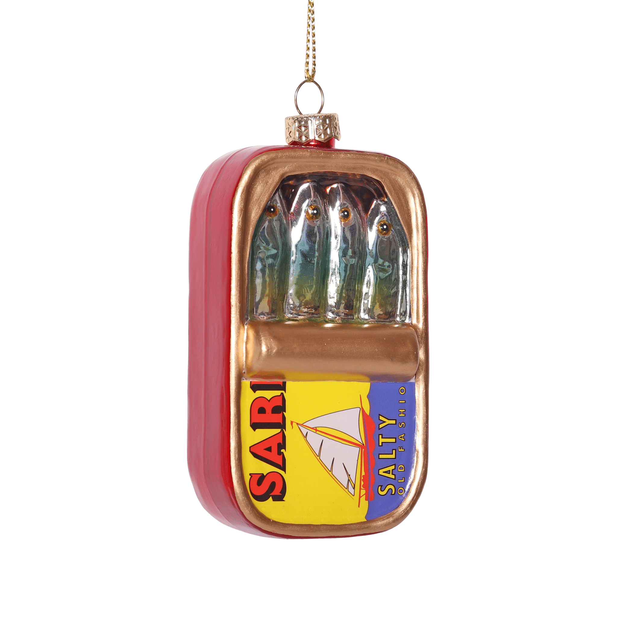 SARDINES CAN GLASS TREE DECORATION, 10CM - OTHERLETTERS