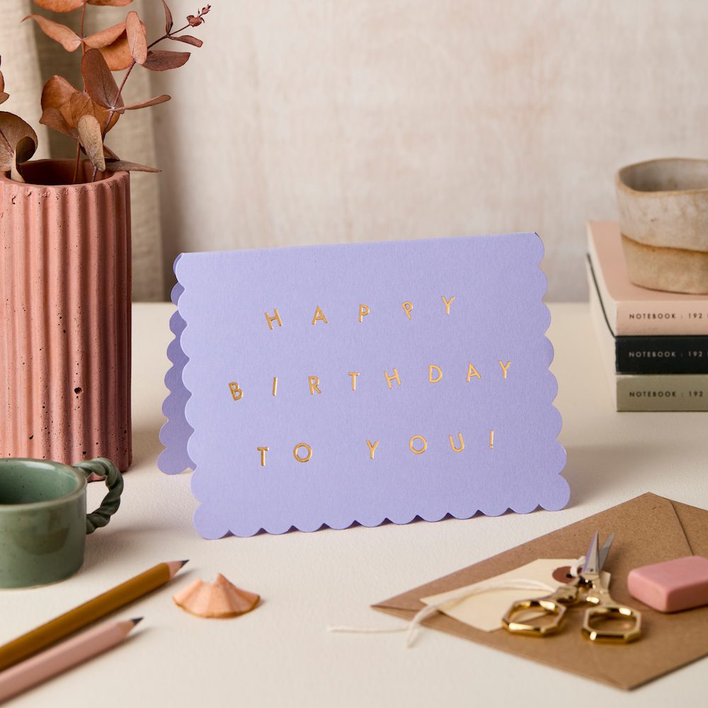 SCALLOP HAPPY BIRTHDAY TO YOU LILAC | CARD BY KATIE LEAMON - OTHERLETTERS