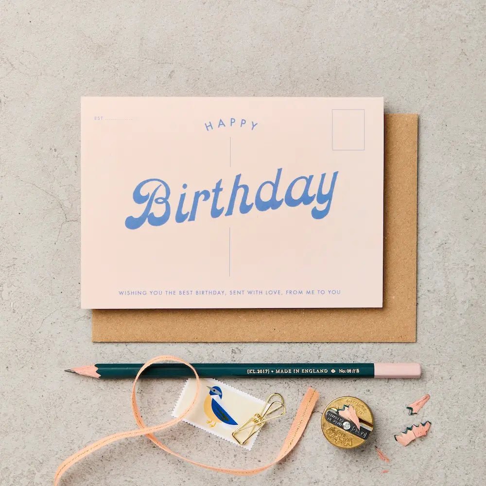 SEASIDE HAPPY BIRTHDAY STAMP (BLUE) | CARD BY KATIE LEAMON - OTHERLETTERS