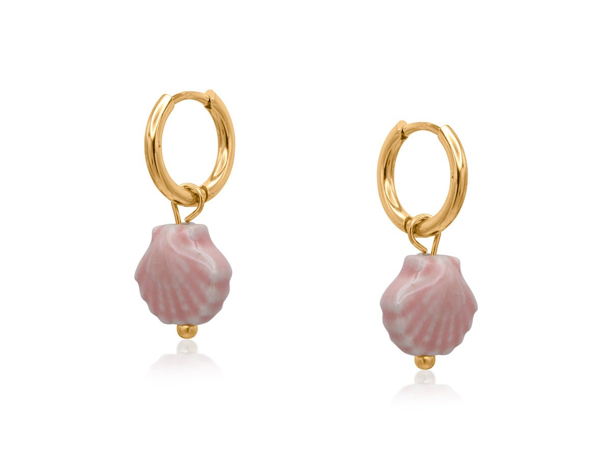 SHELL CERAMIC PETITE EARRINGS | PINK - OTHERLETTERS