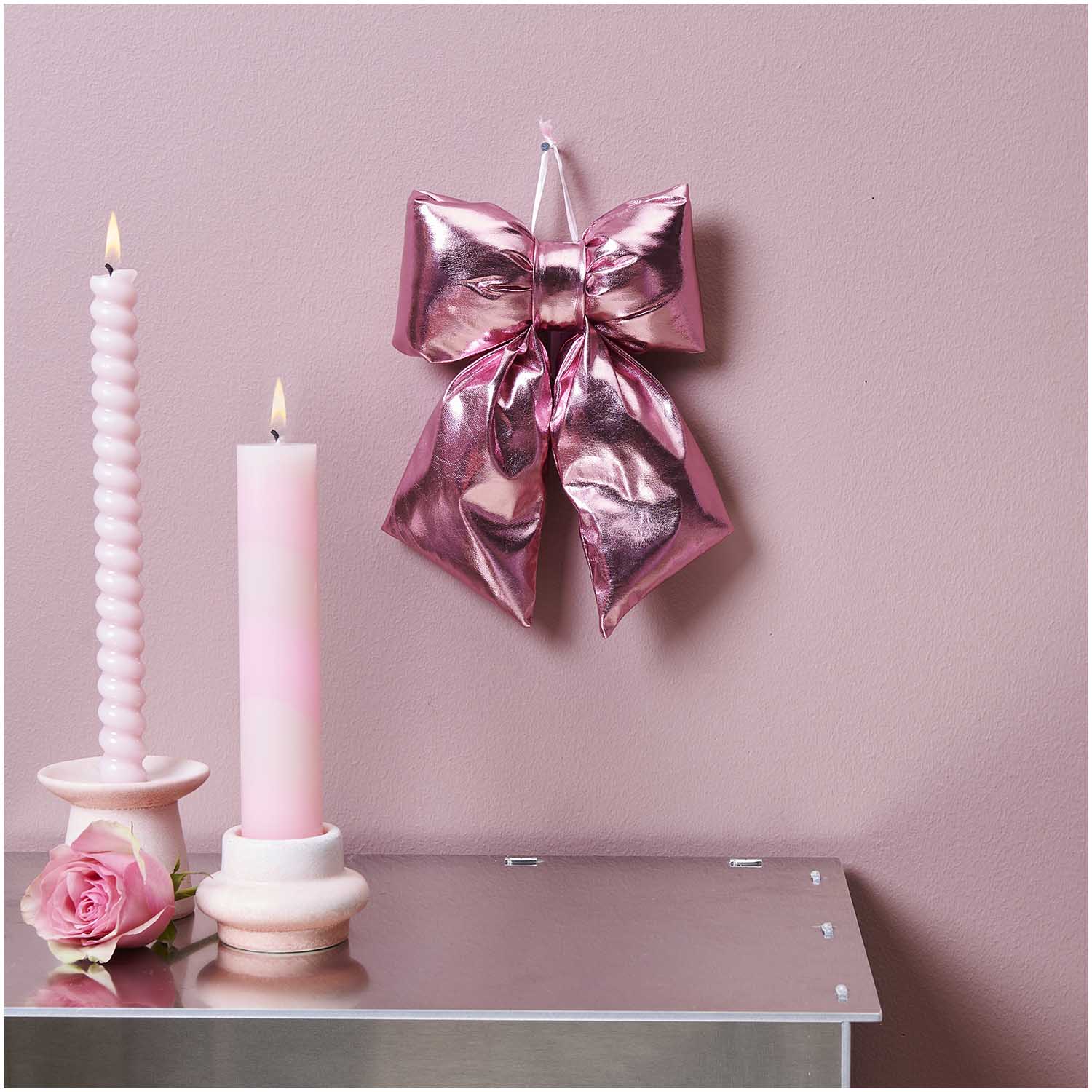 SHINY PINK PUFFY BOW | SMALL - OTHERLETTERS