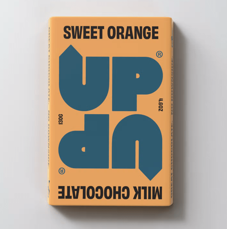SWEET ORANGE MILK CHOCOLATE BAR BY UP UP 120g - OTHERLETTERS