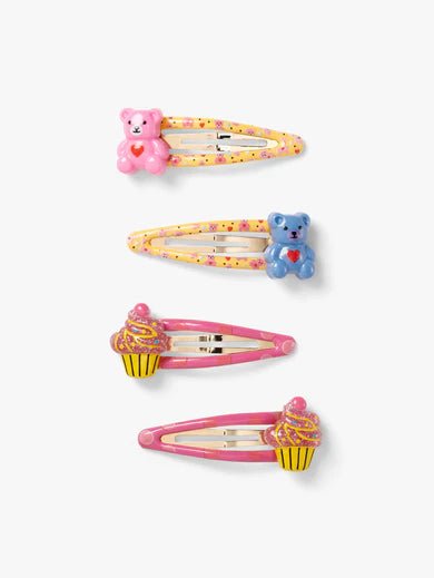 TEDDY AND CUPCAKE HAIR CLIPS SET - OTHERLETTERS