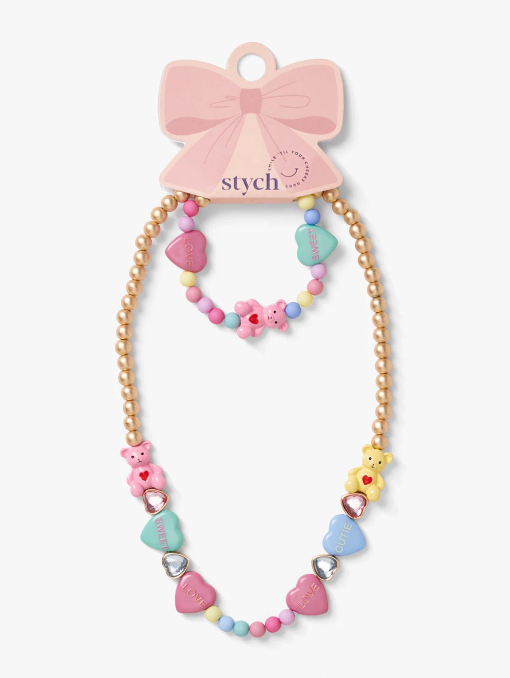 TEDDY AND HEART BEADED JEWELLERY SET - OTHERLETTERS