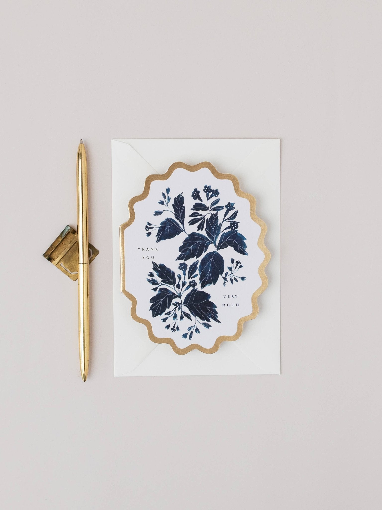 THANK YOU VERY MUCH  BOTANICAL SCALLOP DIE CUT | CARD BY KATIE HOUSLEY - OTHERLETTERS
