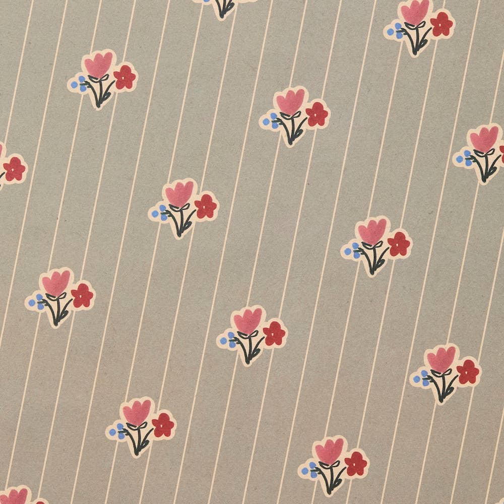 WALLPAPER POSY FLORAL WRAPPING PAPER | 3 SHEETS ROLLED - OTHERLETTERS