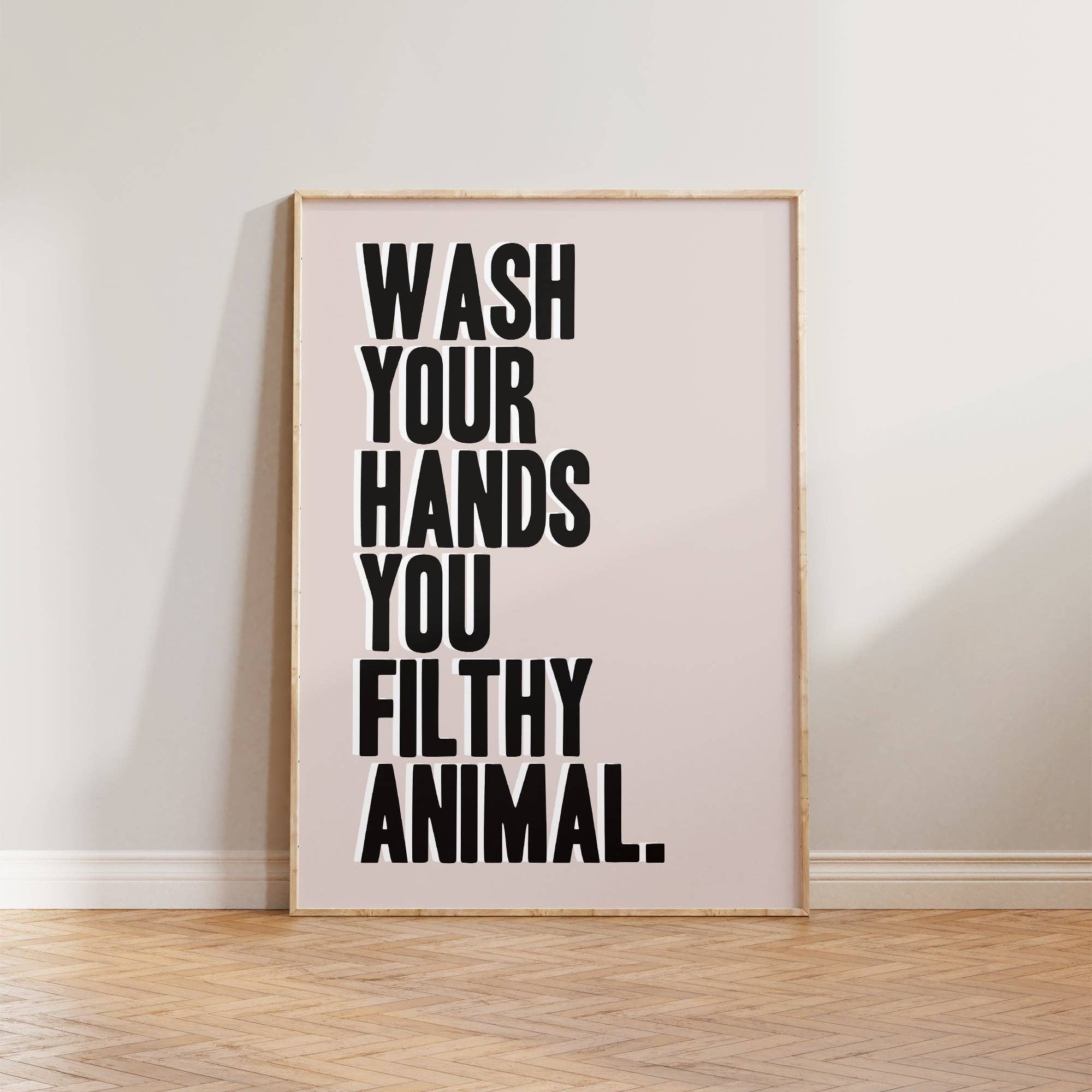 WASH YOUR HANDS PRINT: UNFRAMED / BEIGE / A4 - OTHERLETTERS