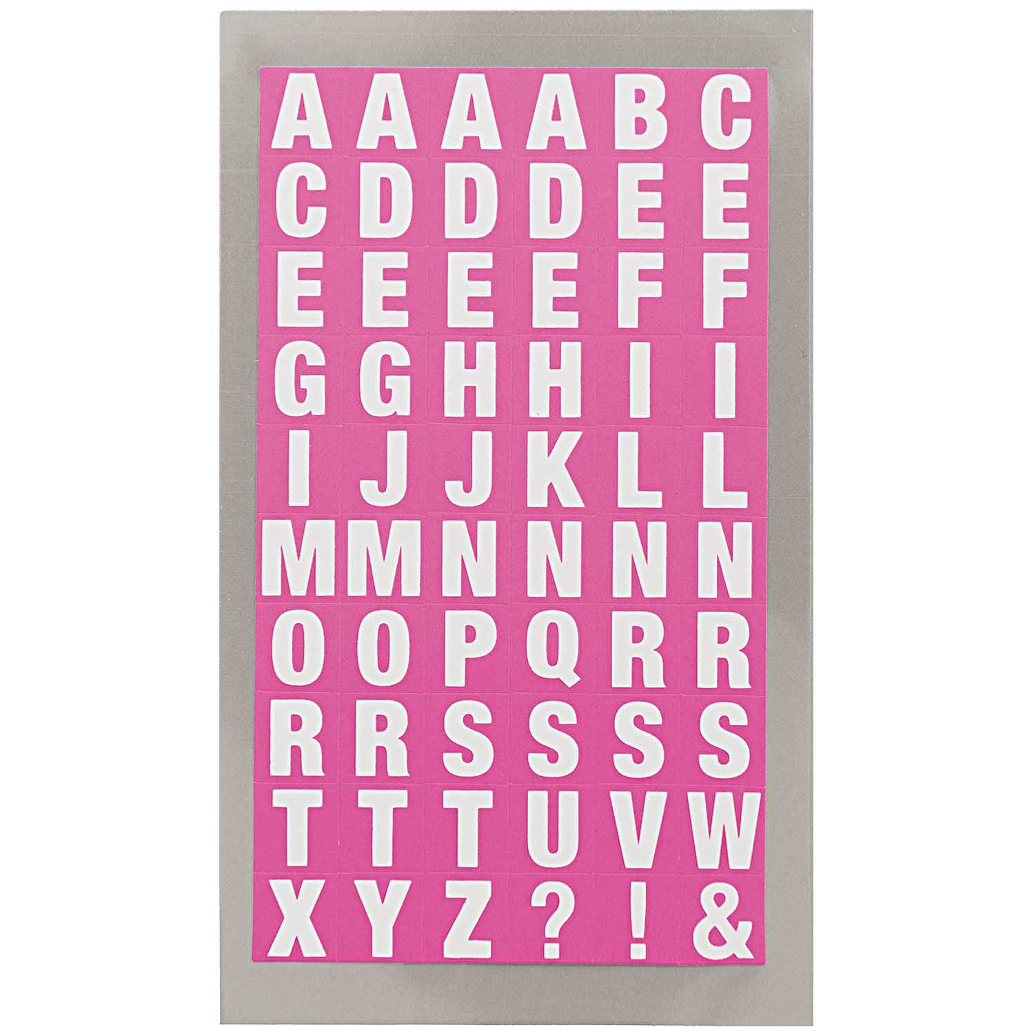 WHITE AND NEON PINK ALPHABET STICKERS - OTHERLETTERS