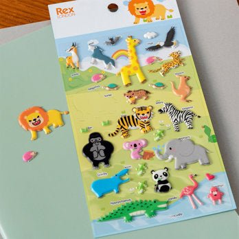 WILD SAFARI ANIMALS 3D STICKERS - OTHERLETTERS