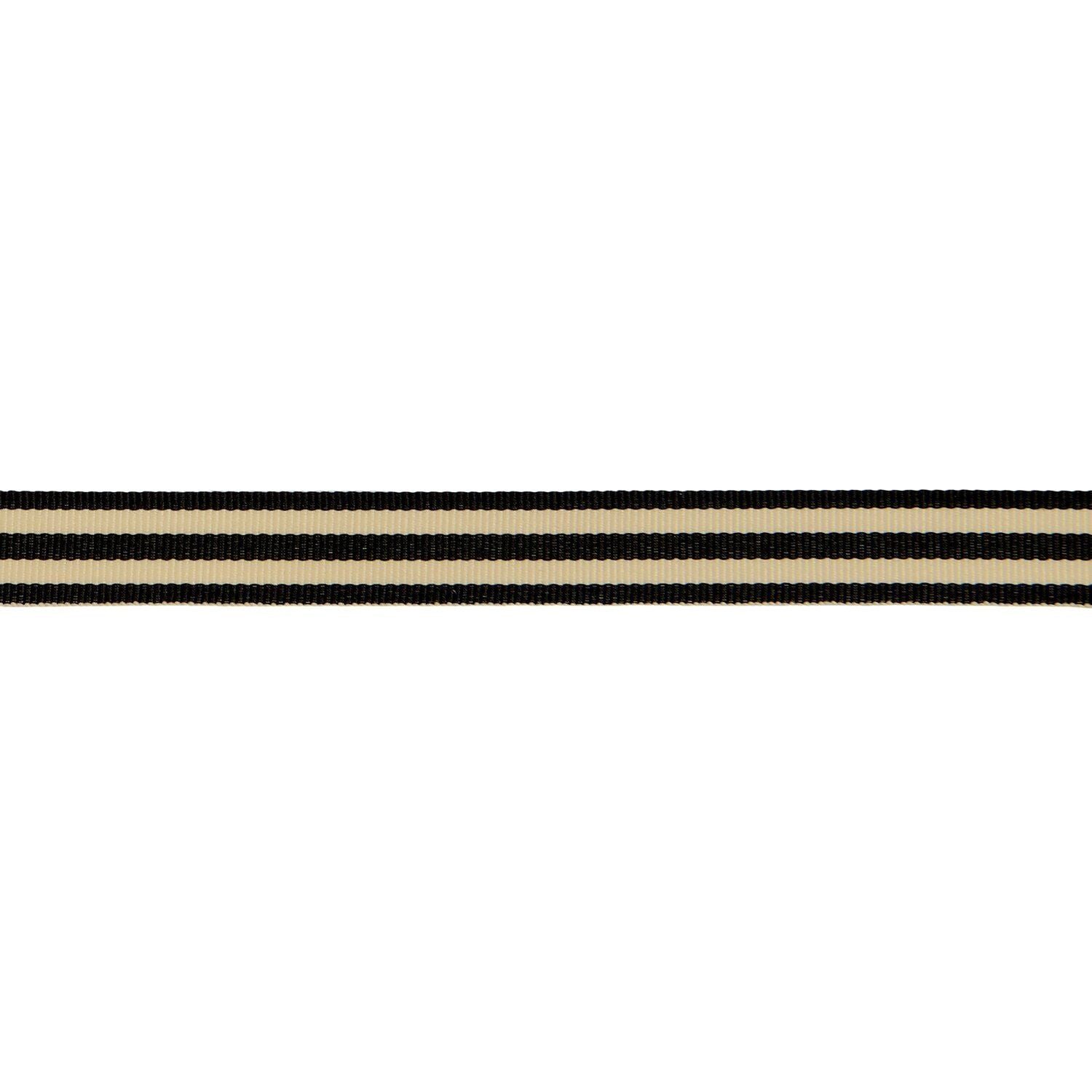 WOVEN DUO STRIPE RIBBON | BLACK & CREAM 16mm - OTHERLETTERS