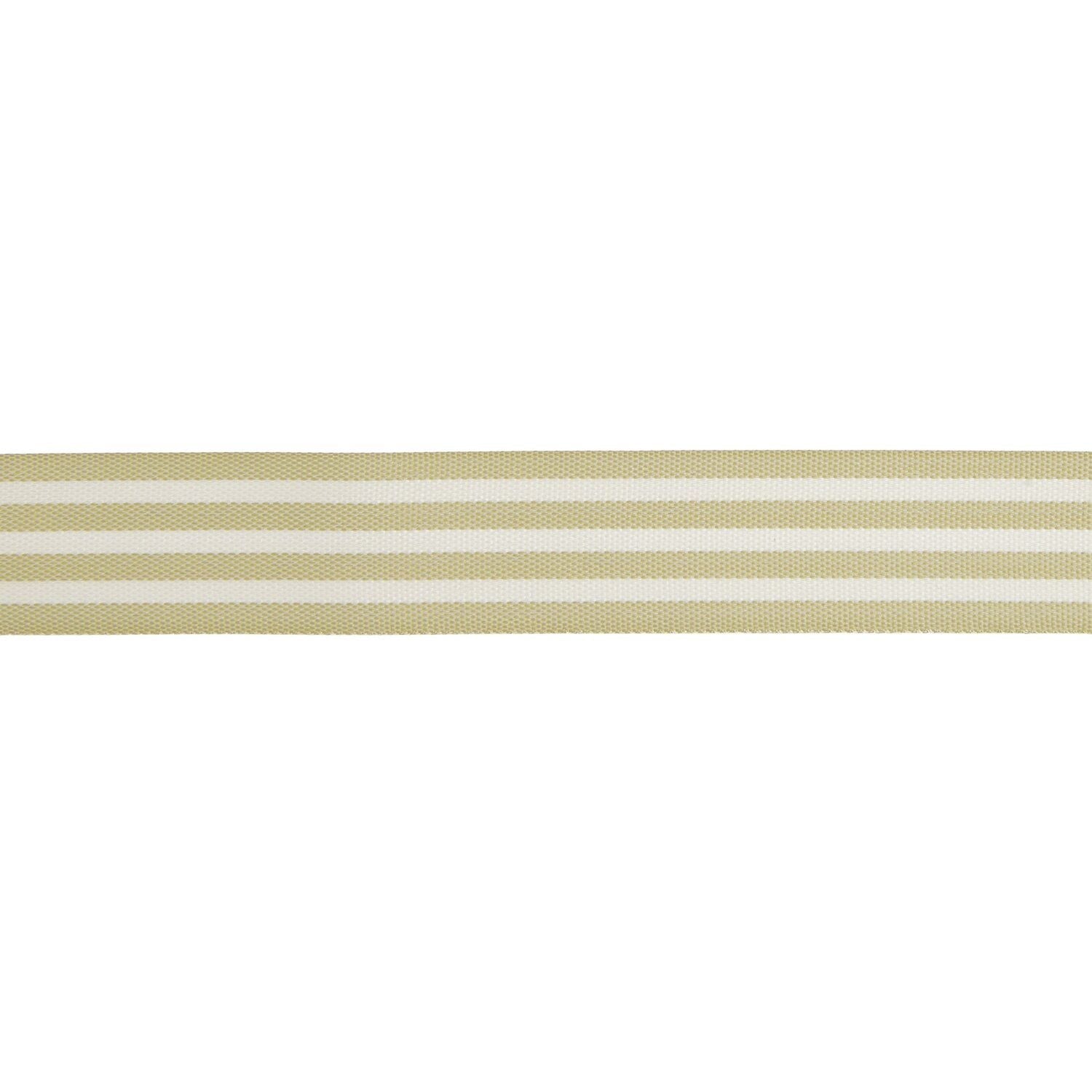 WOVEN DUO STRIPE RIBBON | GREEN BEIGE CREAM & 25mm - OTHERLETTERS