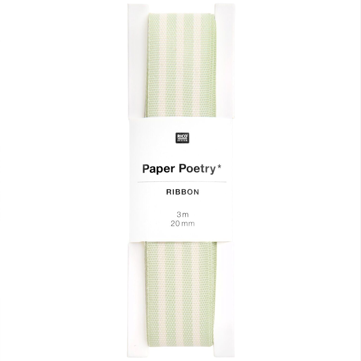 WOVEN DUO STRIPE RIBBON | MINT CREAM 20mm - OTHERLETTERS