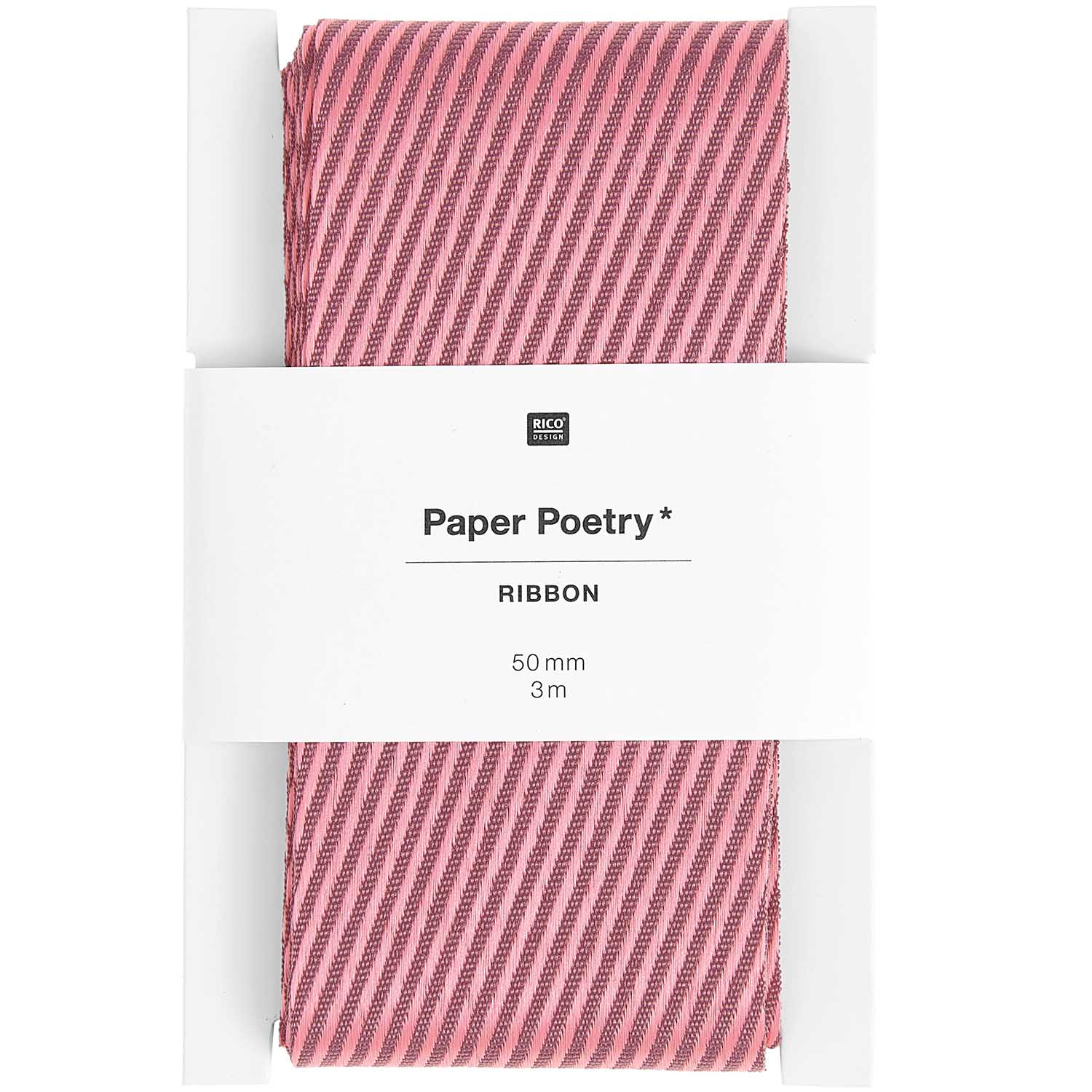 WOVEN RIBBON DIAGONAL STRIPES | MAUVE/ NEON PINK 50mm - OTHERLETTERS