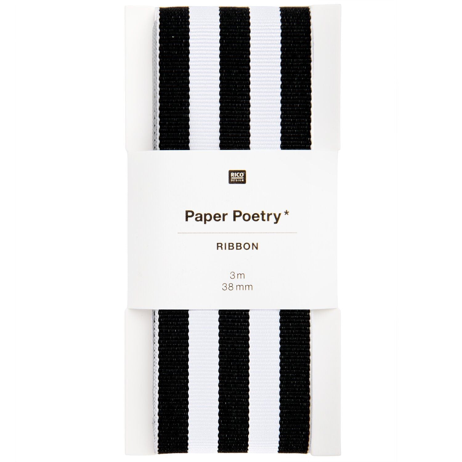 WOVEN RIBBON DUO STRIPES | BLACK & WHITE 38mm - OTHERLETTERS