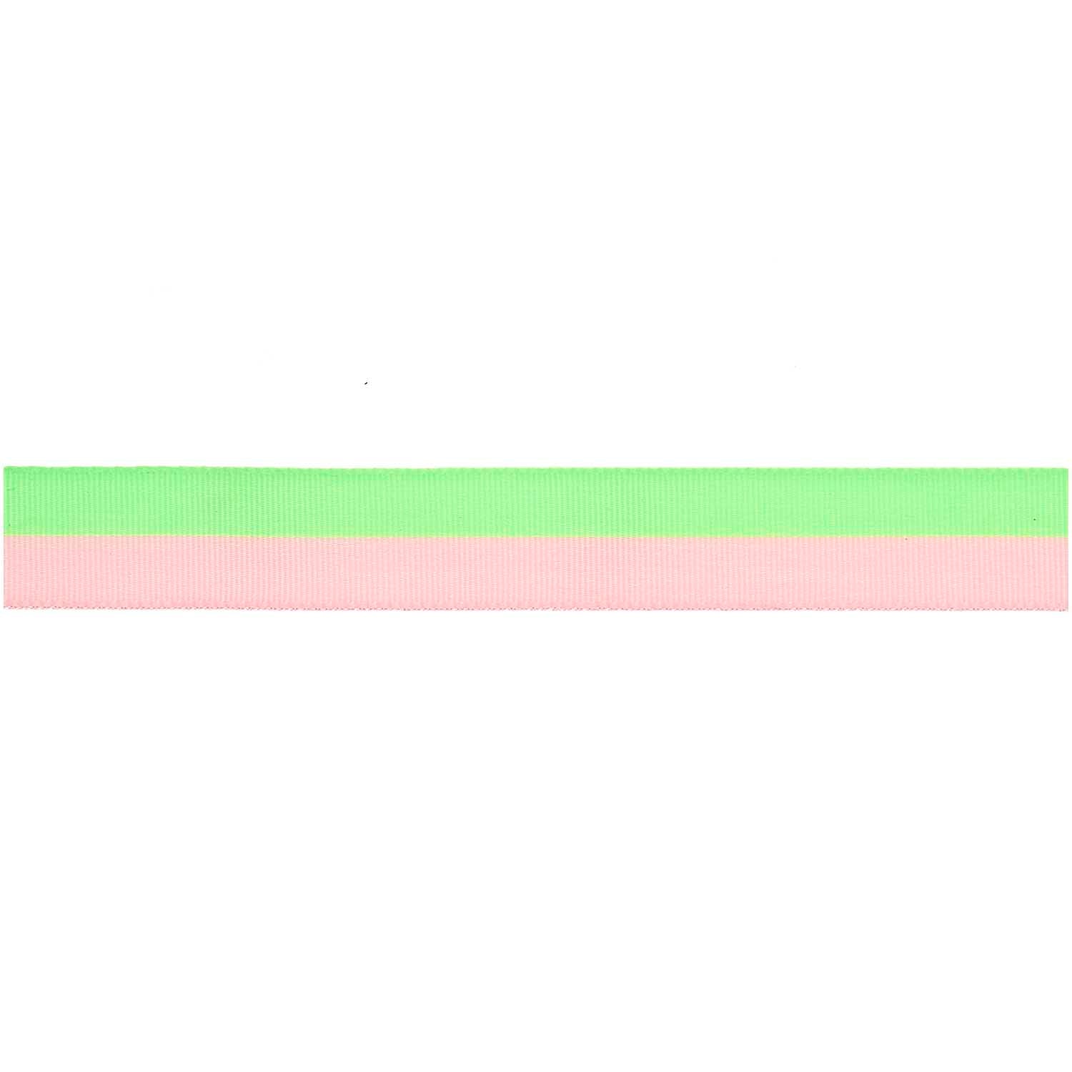 WOVEN RIBBON DUO STRIPES | PINK & NEON GREEN 20mm - OTHERLETTERS