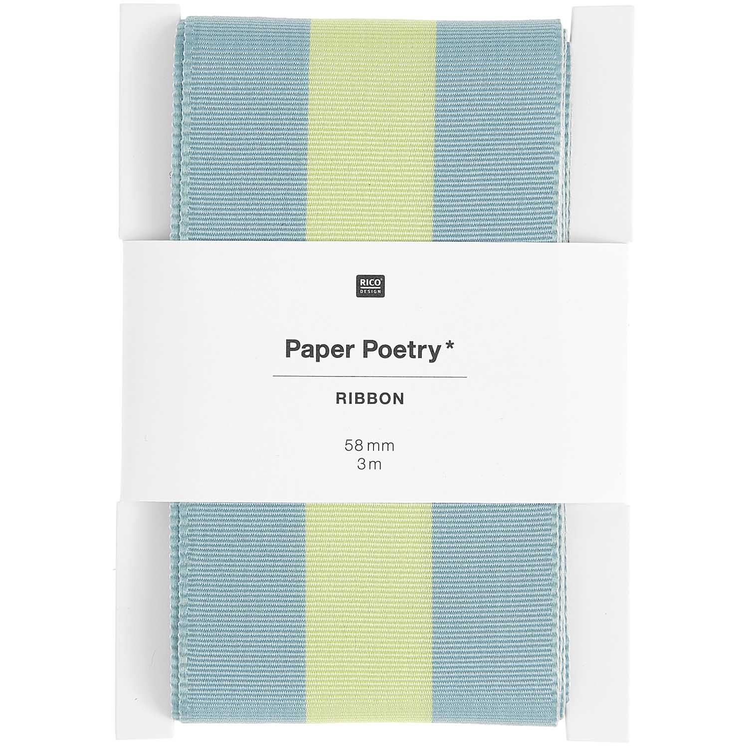WOVEN RIBBON STRIPE | BLUE/ GREEN 58mm - OTHERLETTERS