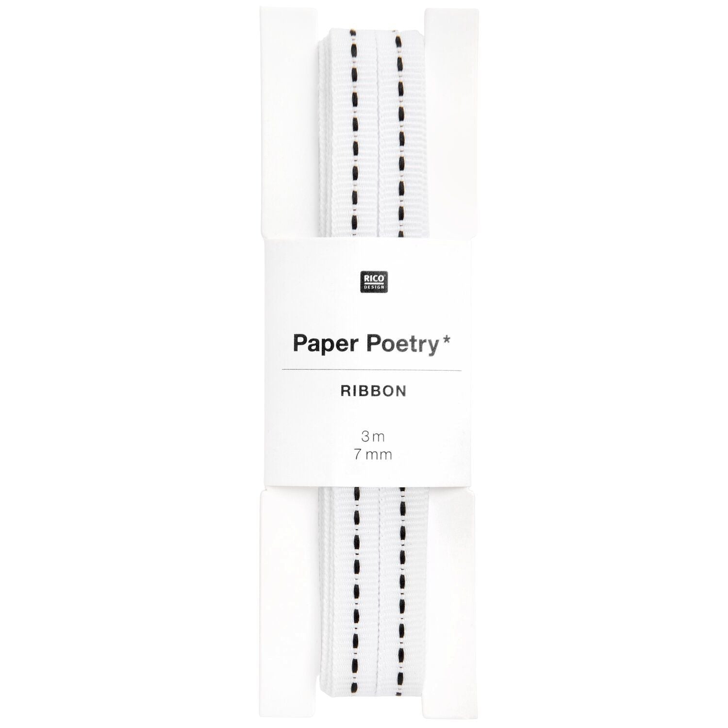 WOVEN RIBBON WITH SEAM | WHITE AND BLACK 7mm - OTHERLETTERS