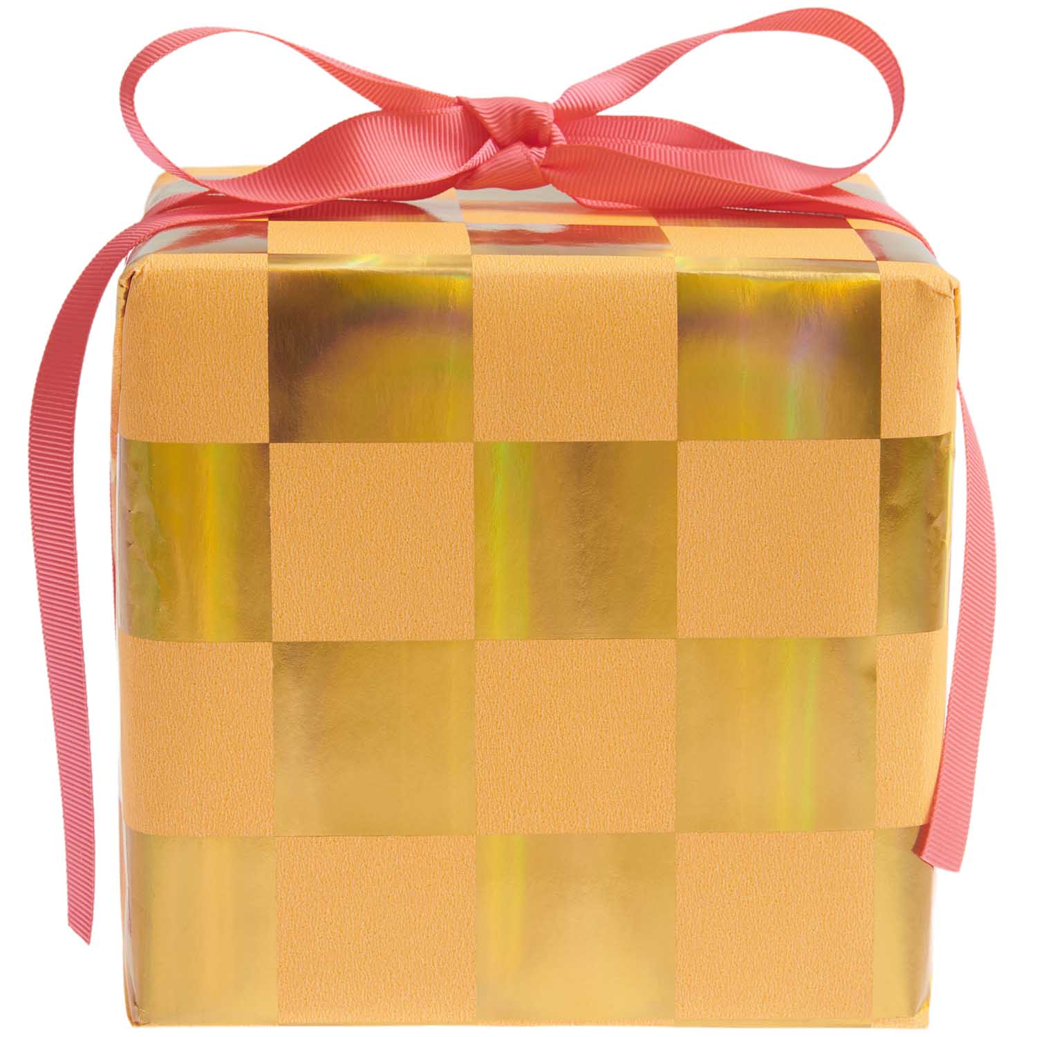 WRAPPING PAPER CHESSBOARD | NEON ORANGE & GOLD - OTHERLETTERS