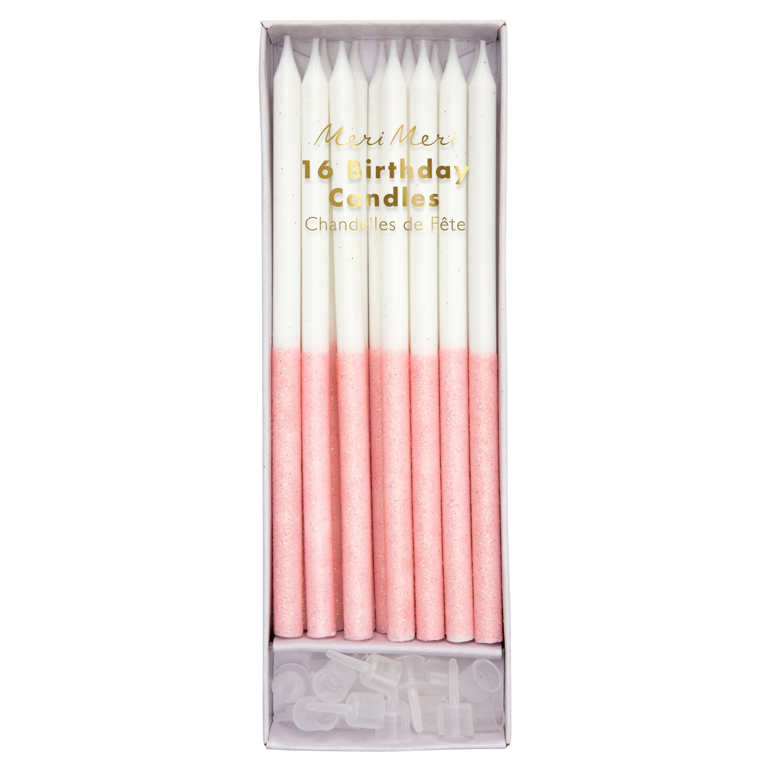 VERY PALE PINK GLITTER DIPPED CANDLES