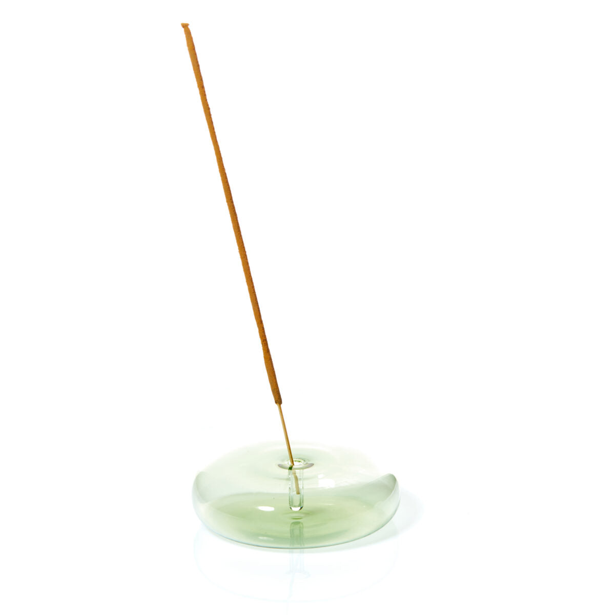 GREEN DIMPLE GLASS INCENSE HOLDER