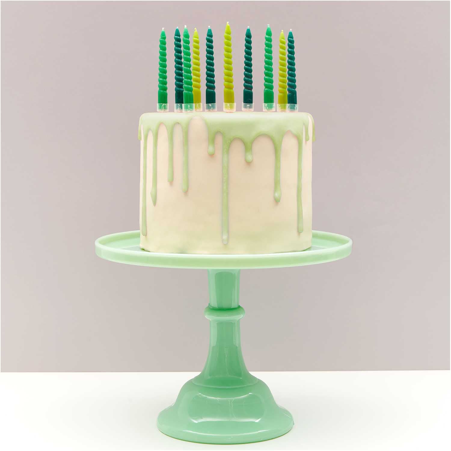 SPIRAL CAKE CANDLES GREEN MIX