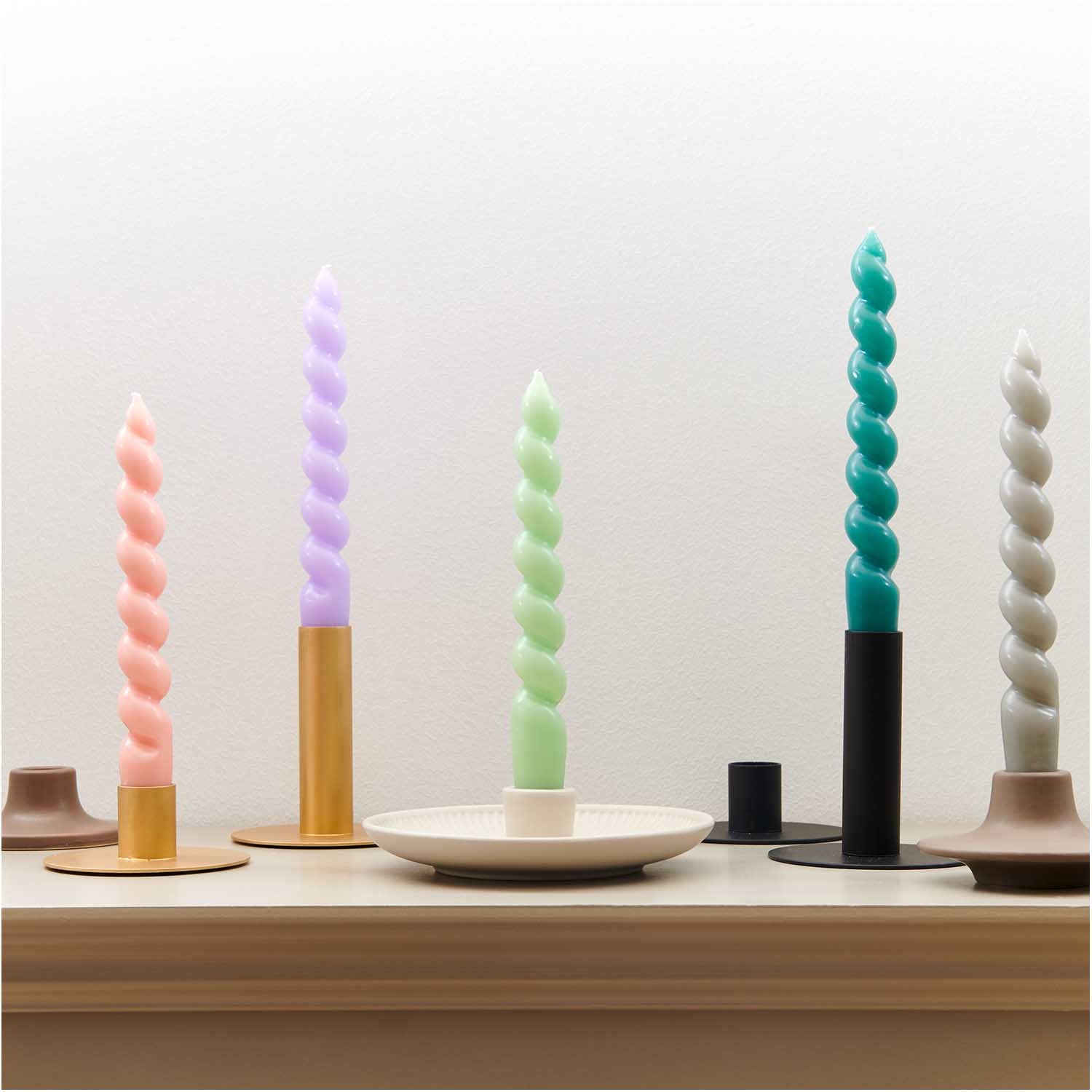 SHORT SPIRAL CANDLE | PEARL GREY
