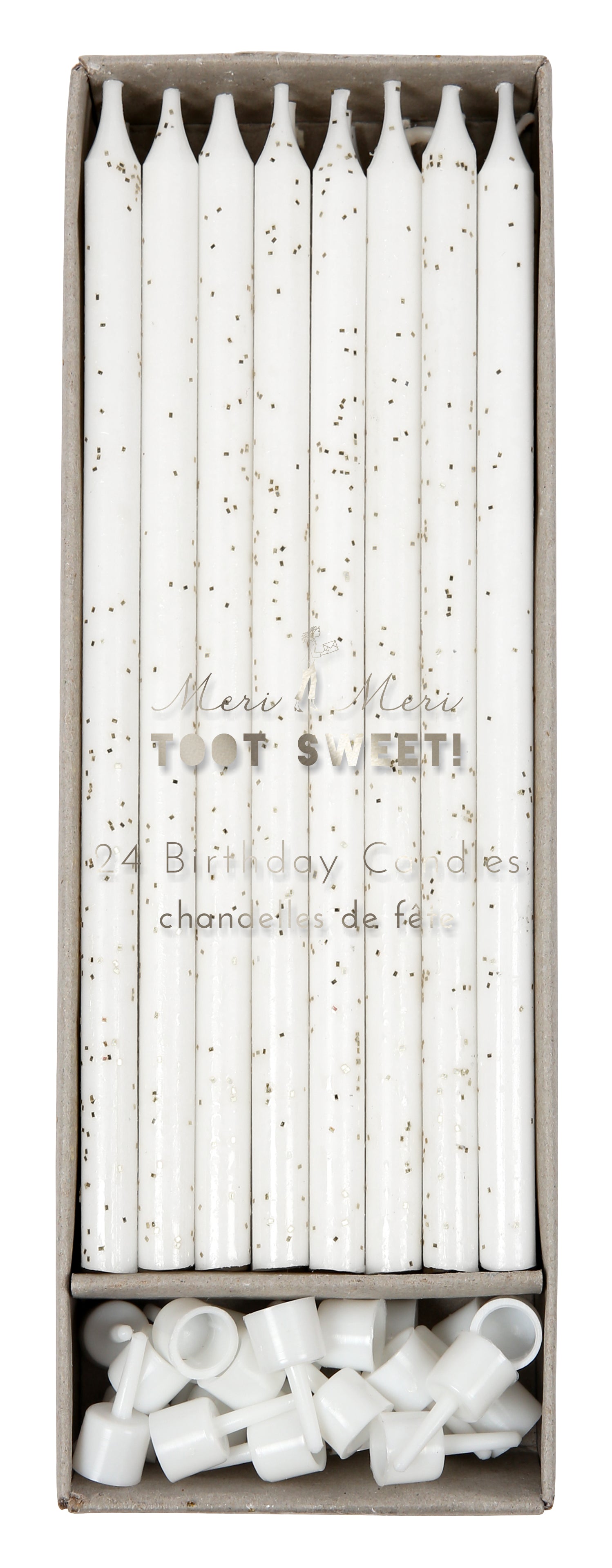SILVER GLITTER ON WHITE | CANDLES