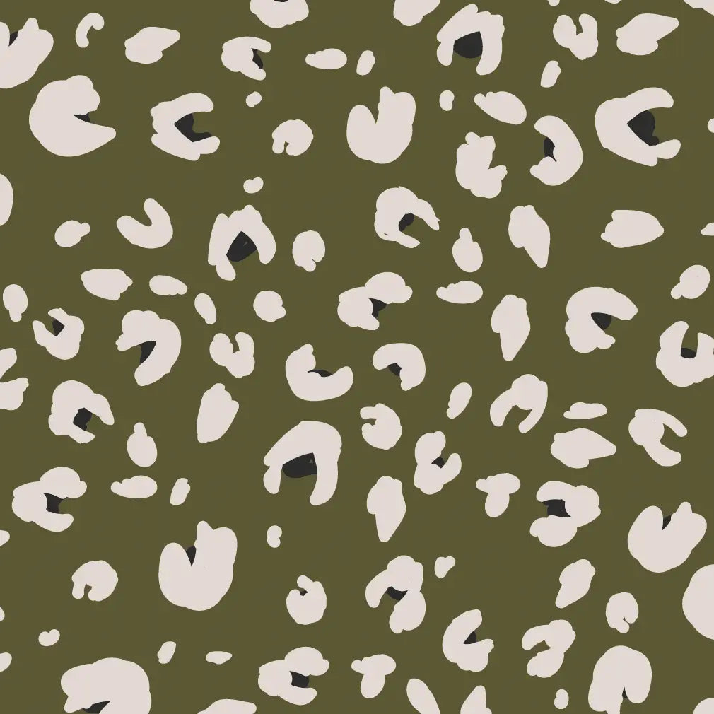 MOSS GREEN LEOPARD PRINT GIFT WRAP | 3 SHEETS ROLLED