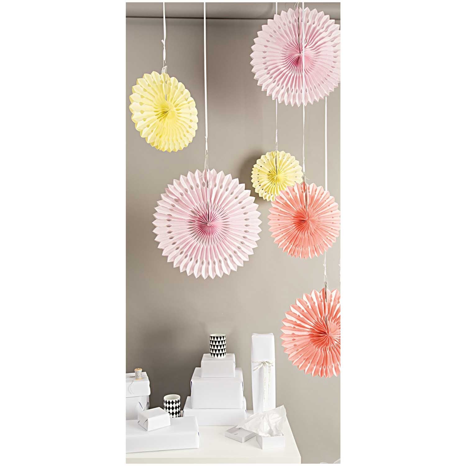 PINK, PEACH & YELLOW PAPER FANS | SET OF 3