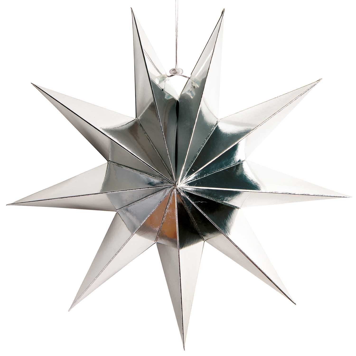 9 POINT PAPER STAR | SHINY SILVER SMALL