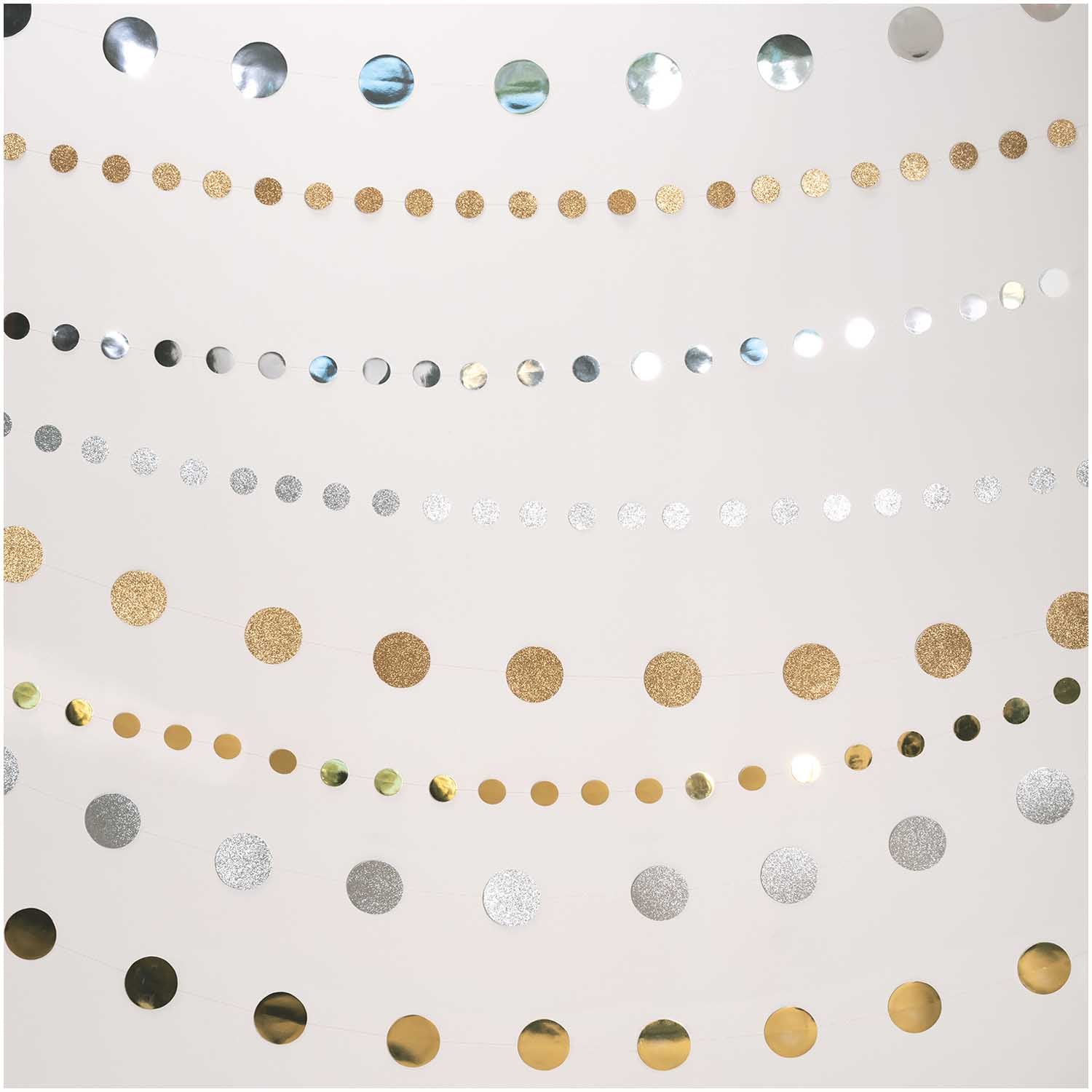 SEWN CIRCLE GARLAND | SILVER METALLIC PAPER