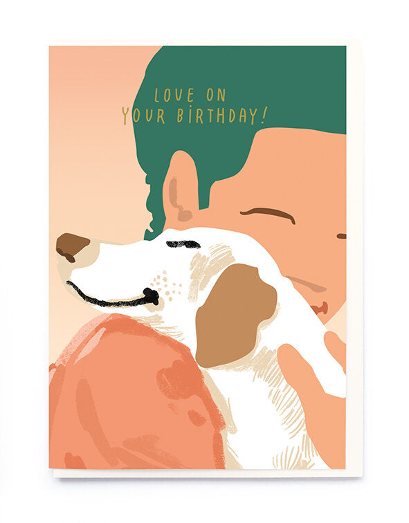 DOG HUG - LOVE ON YOUR BIRTHDAY  | CARD BY NOI