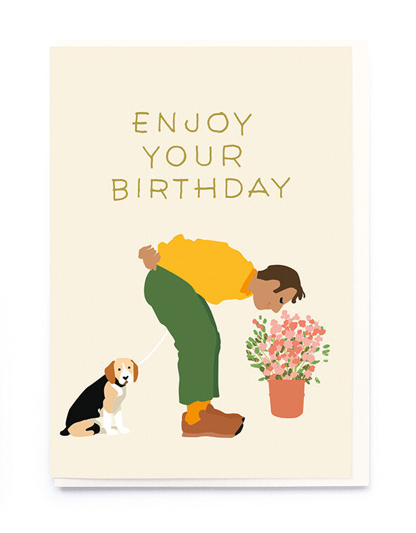 MAN SMELLING FLOWERS | CARD BY NOI