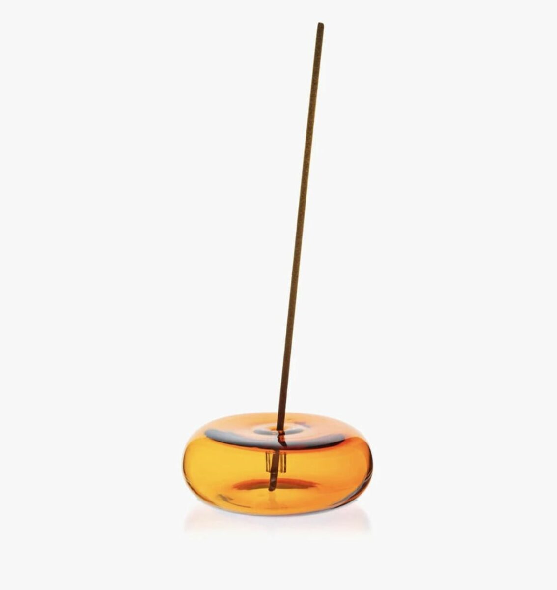 YELLOW DIMPLE GLASS INCENSE HOLDER