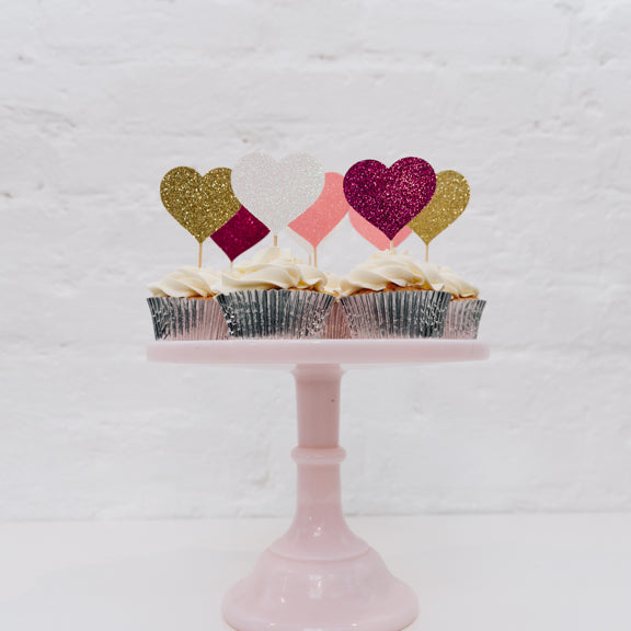 MIXED COLOURED HEART | CUPCAKE TOPPERS